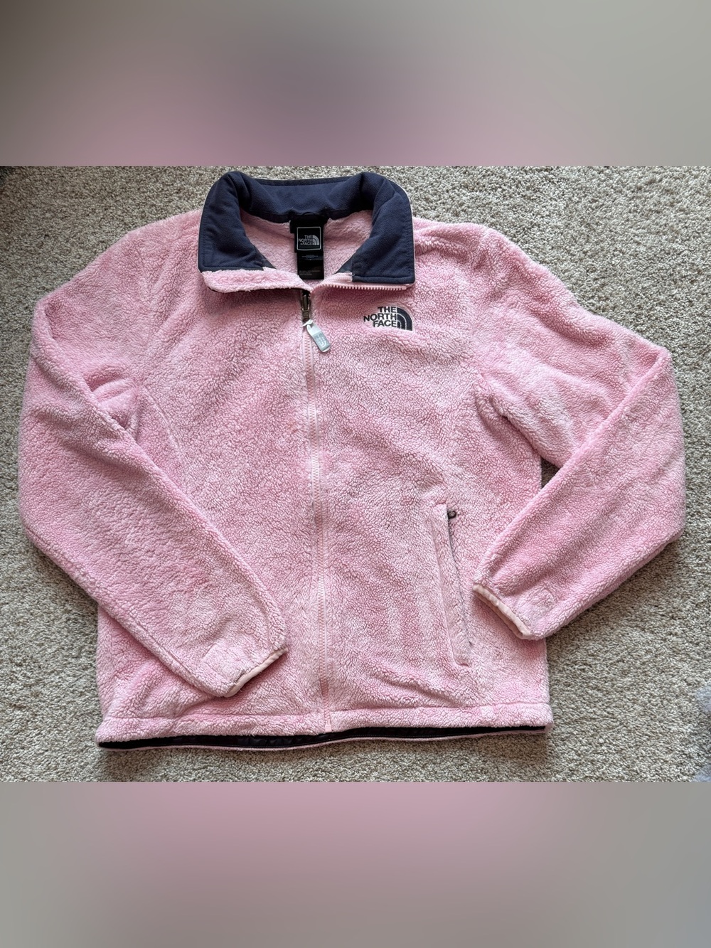 The North Face Pink Fleece Full Zip Jacket size women’s medium.